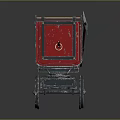 Vintage Red Mining Cart With Black Metal Wheels And Retro Industrial Design