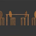 Wooden Dining Table Set With Intricate Carved Chairs And Decorative Tabletop