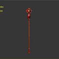 Ornate Golden Scepter with Red and Black Decorative Top and Red Gemstone Base