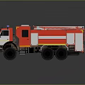Heavy Duty Red Fire Truck With Ladder Emergency Lights And Black Tires