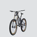 Mountain Bike with Suspension Thick Tires Black Frame and Gold Rims