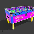 Sizzler Foosball Table With Blue Pink Design Green Tabletop And Yellow Legs