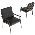 Modern Single Chair With Black Leather Upholstery Dark Wooden Frame And Armrests Elegant Design