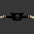 3D Character Model With Black Short Hair Black Coat White Top Brown Boots Open Arms