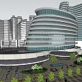 Modern Hotel Building Exterior Featuring Glass Curtain Walls And Water Reflection
