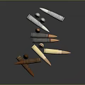 Various Types Of Bullets With Different Calibers And Metallic Casings On Black Surface