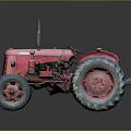 Vintage Red Tractor As Functional Vehicle With Large Wheels And Classic Design