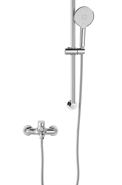 Chrome Wall Mounted Shower Head With Handheld Sprayer Flexible Hose And Control Valve 3d model