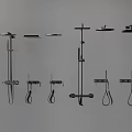 Various Modern Shower Head Designs with Handheld Fixed and Ceiling Options 3d model