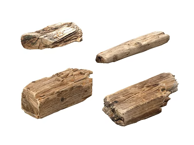 Natural Stone Wood Logs with Rustic Texture and Rough Surfaces 3d model