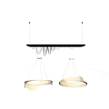 Modern Chandeliers With Wave Shaped Design And Round Metal Frames 3d model
