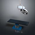Medical Equipment For Operating Room Featuring Surgical Table And Hanging Lamp