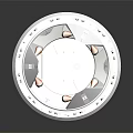Circular Metallic Spacecraft Module With Orange Components Silver Casing Reflective Surface And Technical Interior Design 3d model