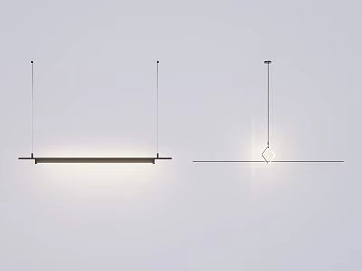 Modern Pendant Lights With Linear Bar And Round Light Design 3d model