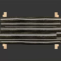 Neatly Stacked Dark Wood Logs Supported By Light Wooden Stands