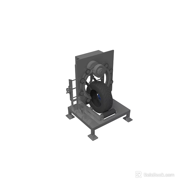 Tire Testing Equipment With Metal Frame Fixed Tire And Support Base 3d model 