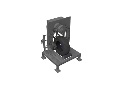 Tire Testing Equipment With Metal Frame Fixed Tire And Support Base 3d model