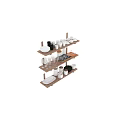 Minimalist Kitchen Decorative Item Set with Wooden Shelves Bowls Cups Glassware Bottles and Jars