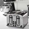Essential Modern Kitchen Counter With Toaster Coffee Maker Mixer Kettle And Appliances