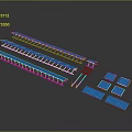 Computer Hardware Components Featuring Long Modules And Blue Square Parts For PC 3d model