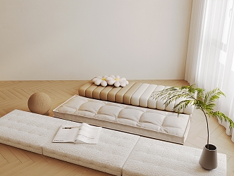 Bay window seat cushion 3d model