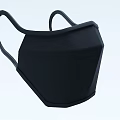 Black Reusable Face Mask With Soft Ear Loops And Breathable Fabric 3d model