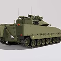 Military Weapon Main Battle Tank With Green Armor Turret And Cannon Tracks