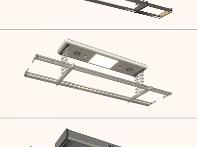 Modern Retractable Clothes Hanger With LED Light And Stainless Steel Structure Design 3d model