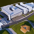 Modern Campus Architectural Complex With Multiple White Buildings Green Spaces And Pathways 3d model