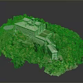 Detailed Building Model Design With Lush Trees Green Lawn And Courtyard Area