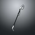 Black Cane With Curved Handle And Silver Base For Mobility Support 3d model