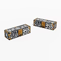 Elegant Decorative Boxes With Black White Pattern And Gold Label Design 3d model
