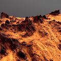 Garden Landscape Design With Rockery Terrain And Orange Blue Lighting Effects