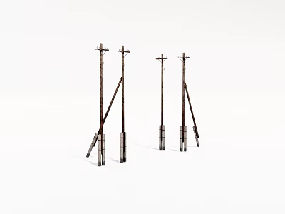 Heavy Duty Industrial Metal Support Poles With Reinforced Base Structures For Industrial Use 3d model