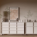 Modern Cream Style Bookcase Whole Cabinet Sideboard Cabinet Balcony Cabinet Storage Cabinet Entrance Cabinet 3d model