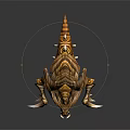 Dragon Like Mythical Creature with Golden Brown Stripes Sharp Claws Horns and Scaly Body