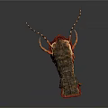 Biological Organ and Hair Structure with Red Brown Hanging Antennae Body Parts