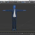 Game Movie Character In Blue Jacket White Shirt Gray Pants Arms Outstretched On Black Background