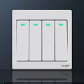 CHNT White Electrical Switch With Four Buttons And Green Indicator Lights 3d model