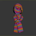 Colorful Striped Knitted Hooded Outfit With Vibrant Pattern And Unique Design