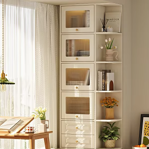 Cream Style Bedroom Bay Window Cabinet Bay Window Small Table Accessories Ornaments Bay Window Cushion Screen Window Pillow Green Potted Plant 3d model