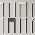 Various Door Frame Designs With Arch And Straight Styles In White And Gray