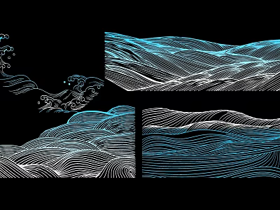 Modern Line Art Mountain Wave Decorative Wall Hanging for Home Decoration 3d model