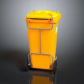 Yellow Mobile Waste Bin With Lid And Wheels For Industrial Environments