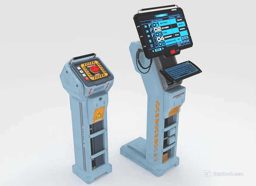 Advanced Industrial Control Equipment With Digital Touchscreen Displays And Operator Panel Structures 3d model 