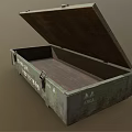 Vintage Metal Trunk Open With Empty Interior And White Text Symbols 3d model