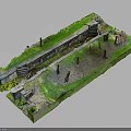 Modern Garden Model With Stone Structure And Green Vegetation Design
