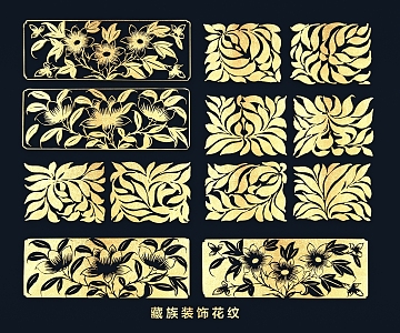 Chinese Tibetan decorative plant patterns traditional patterns hollow carved architectural decorative patterns 3d model