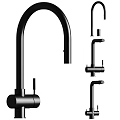 Sleek Black Modern Faucet With High Arc Design Single Handle Matte Surface Finish