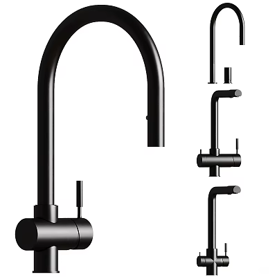Sleek Black Modern Faucet With High Arc Design Single Handle Matte Surface Finish 3d model